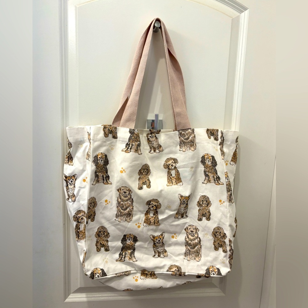 NWT Dog Print Canvas Tote Bag